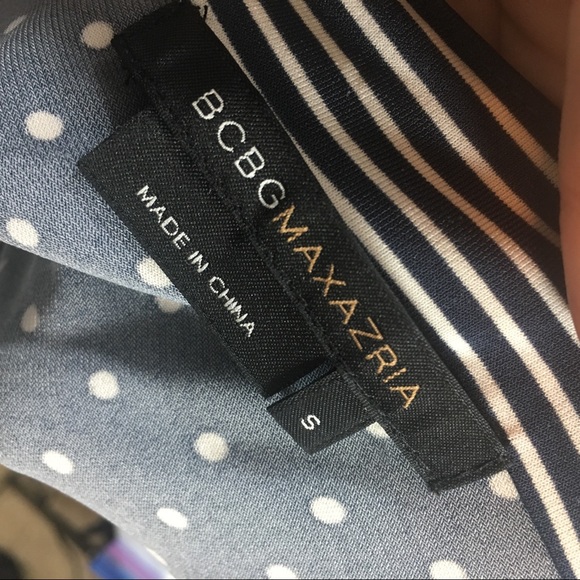 BCBG Max Azria gray blue & white faux wrap blouse - Picture 4 of 6